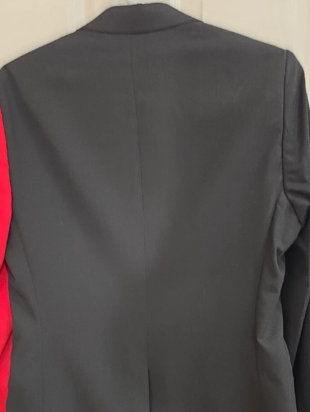 boohooMAN Slim Fit Colour Block Belted Suit Set Black & Red Love Island 36R 30R